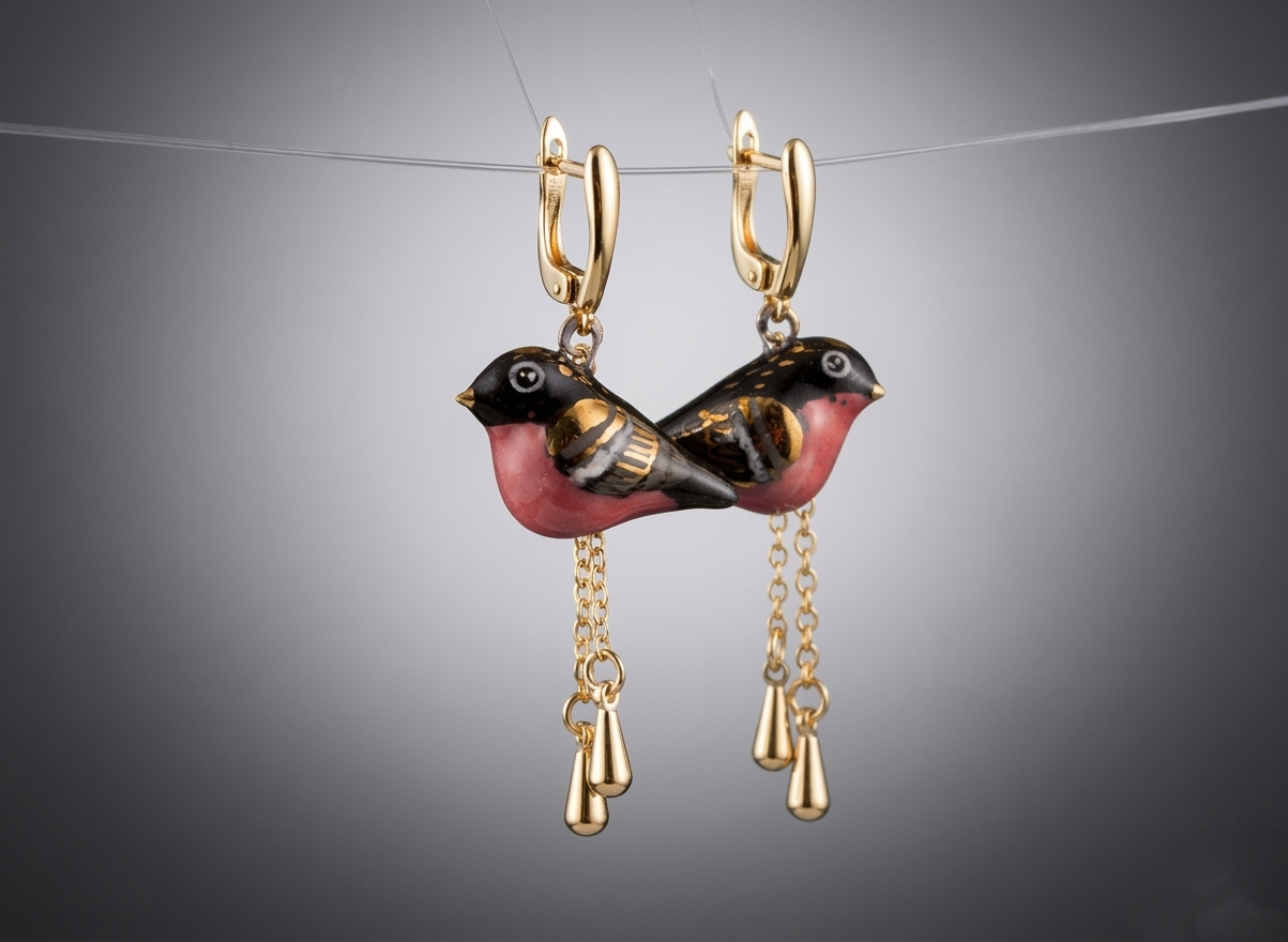 Kolczyki Gil z porcelany z autorskim malowaniem