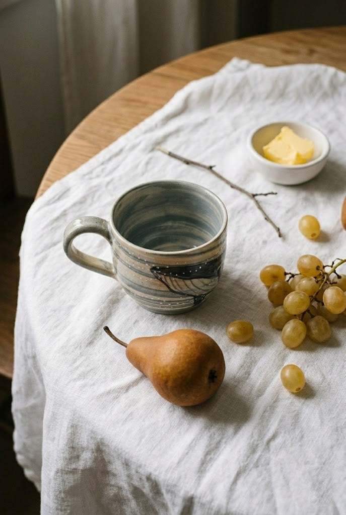Kubek ceramiczny Wieloryby – ręcznie robiony (mały) Ceramika