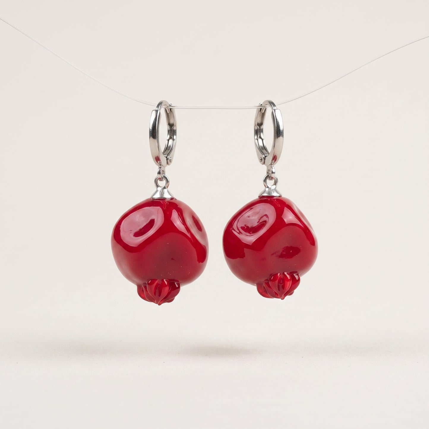 Kolczyki szklane Granat – autorski lampwork Kolczyki