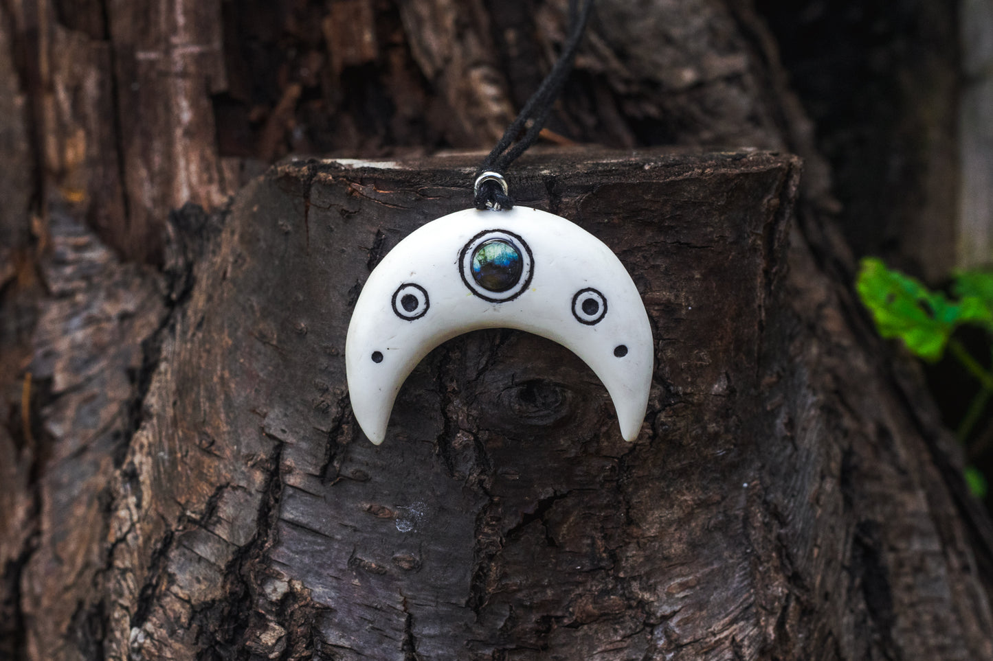 Crescent Moon Pendant - carved crescent moon