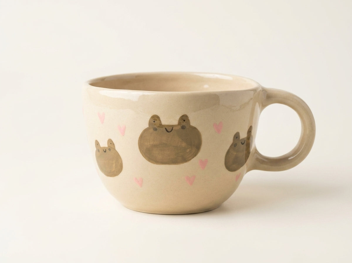 Kubek ceramiczny z żabkami