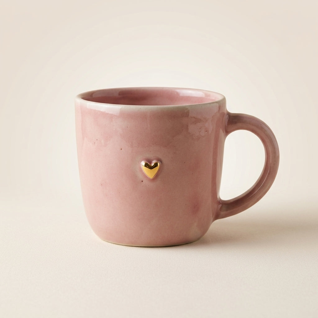 Kubek ceramiczny różowy z pudlem - ręcznie robiony