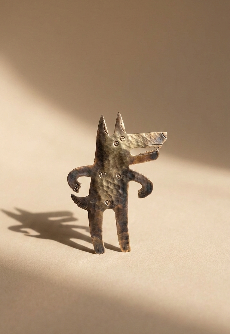 Broszka Wilczyca z mosiądzu