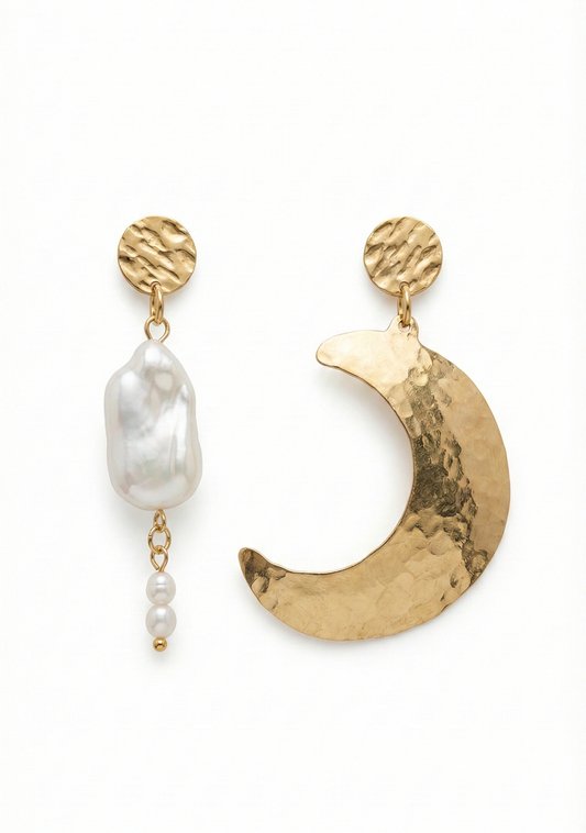 Kolczyki z naturalnych pereł i mosiądzu ze stalowymi sztyftami Kolczyki