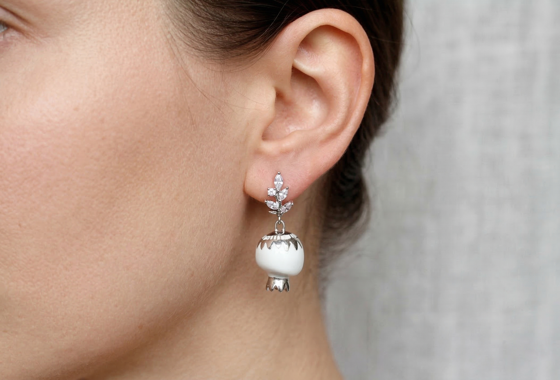 Kolczyki Granat z porcelany z autorskim malowaniem Kolczyki