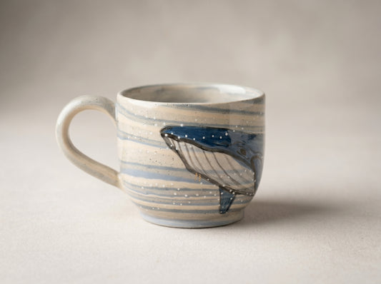 Kubek ceramiczny Wieloryby – ręcznie robiony (mały) Ceramika