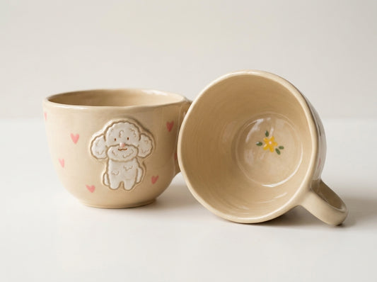 Kubek ceramiczny z maltipoo Serduszka Kubki