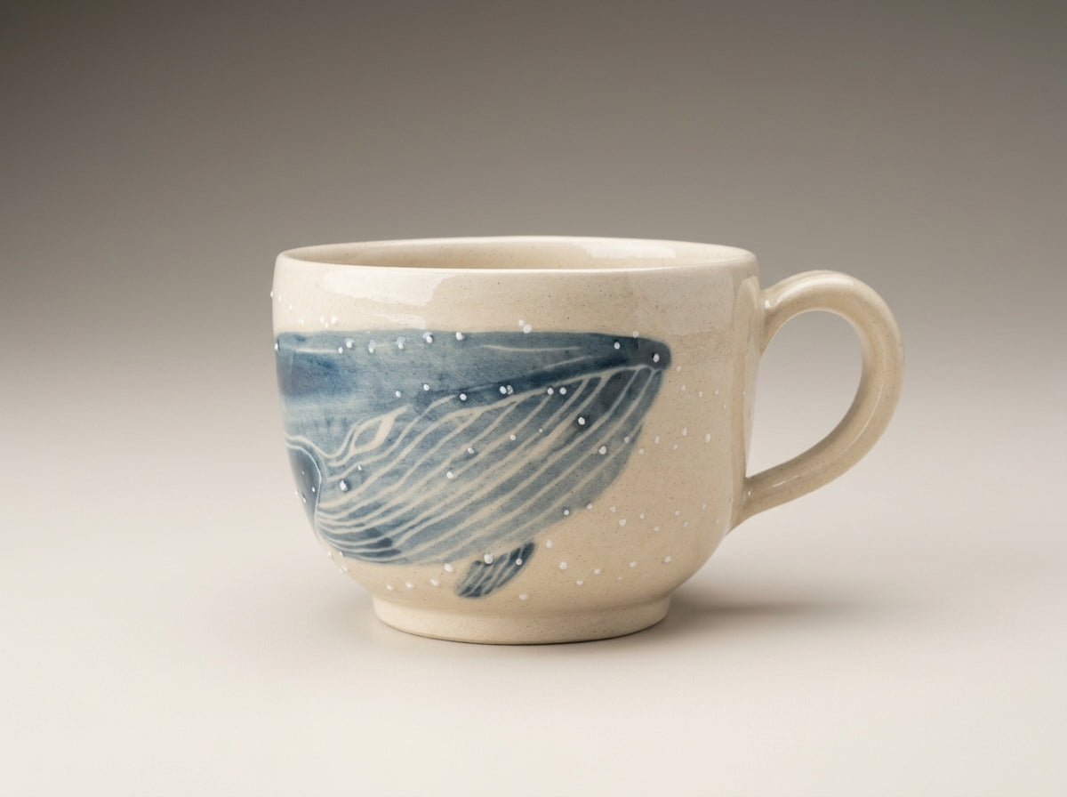 Kubek ceramiczny Wieloryby – ręcznie robiony Ceramika