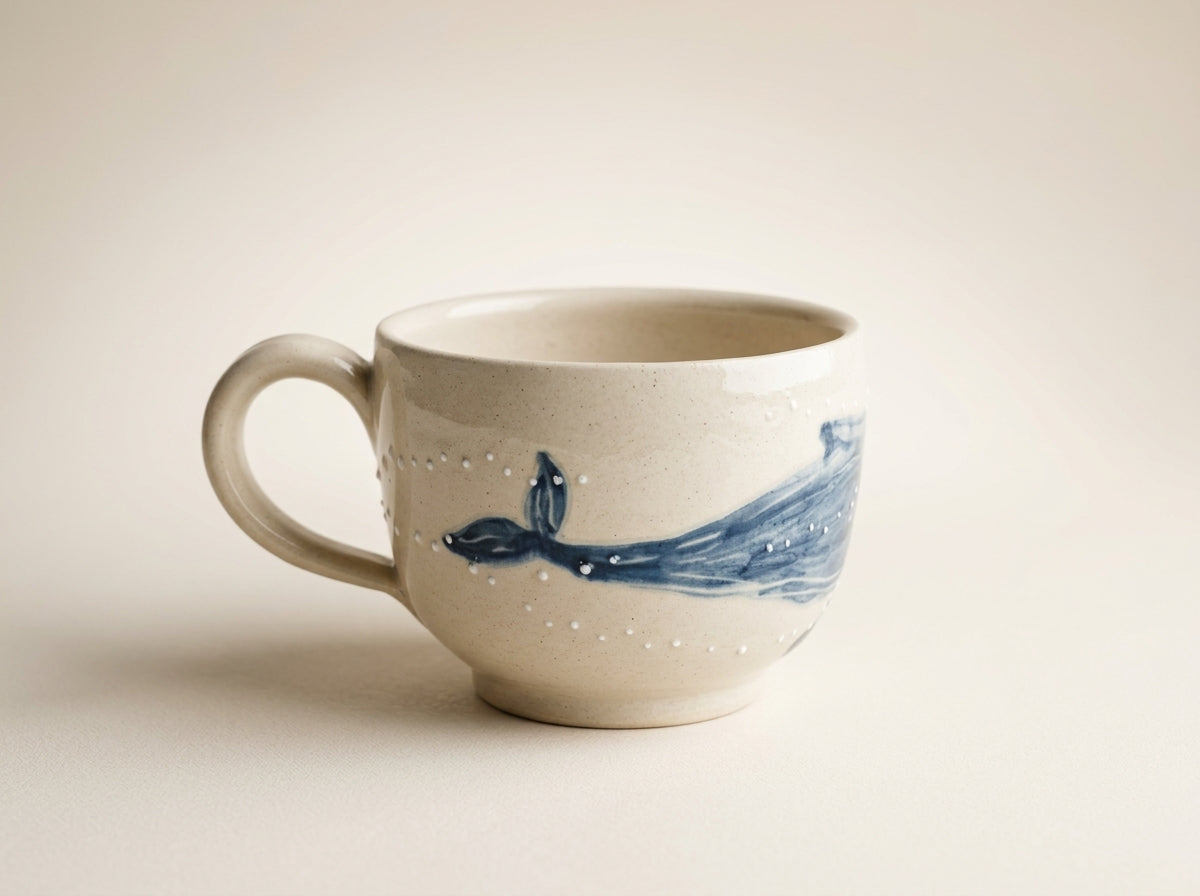 Kubek ceramiczny Wieloryby – ręcznie robiony Ceramika