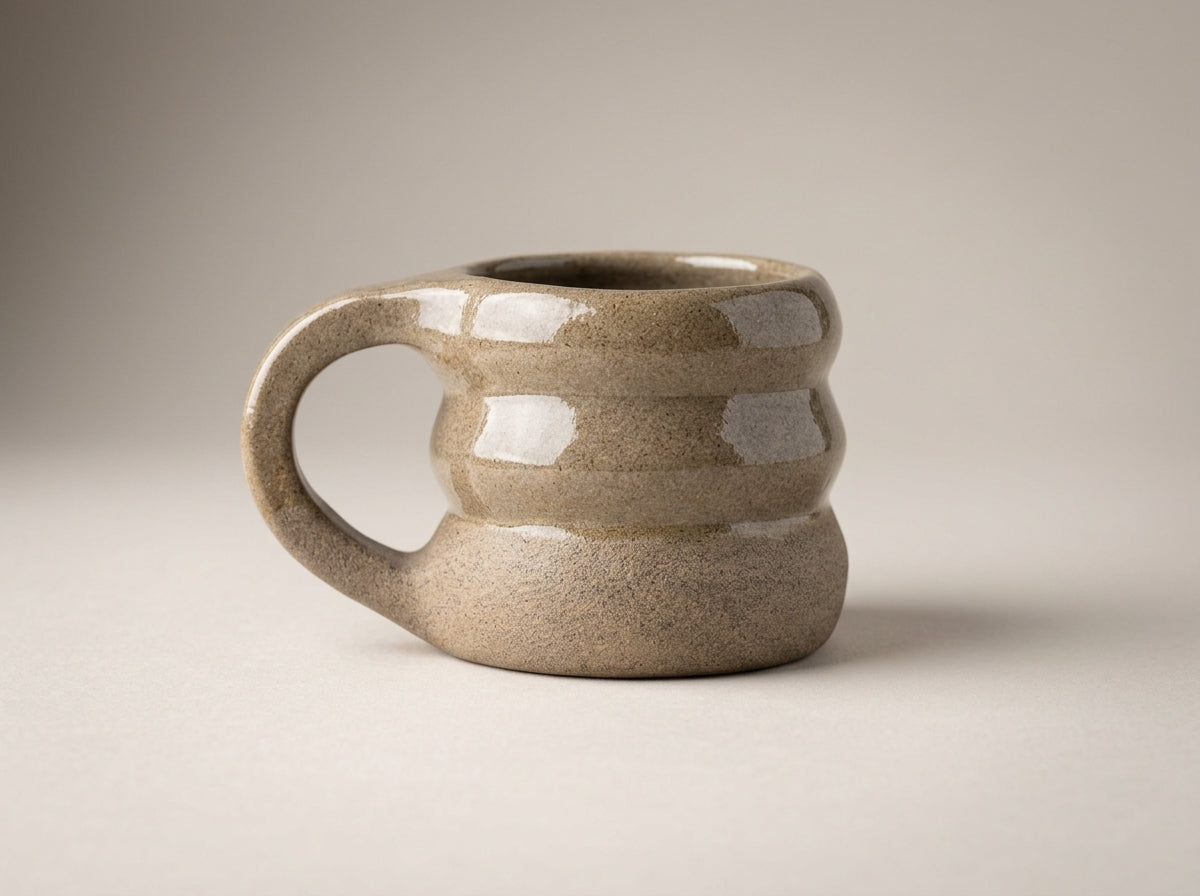 Kubek ceramiczny żebrowany – widok z boku