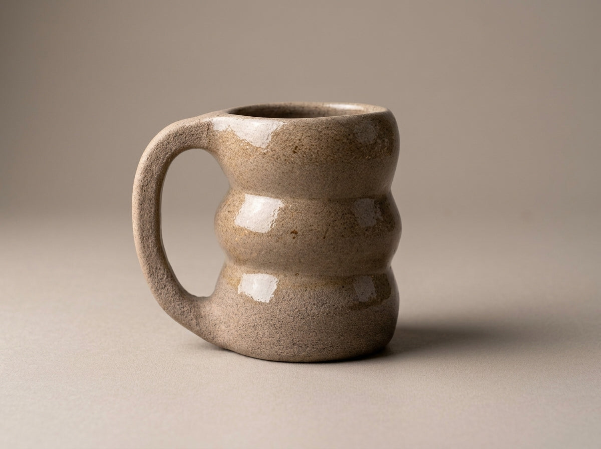 Kubek ceramiczny falowany – widok z przodu