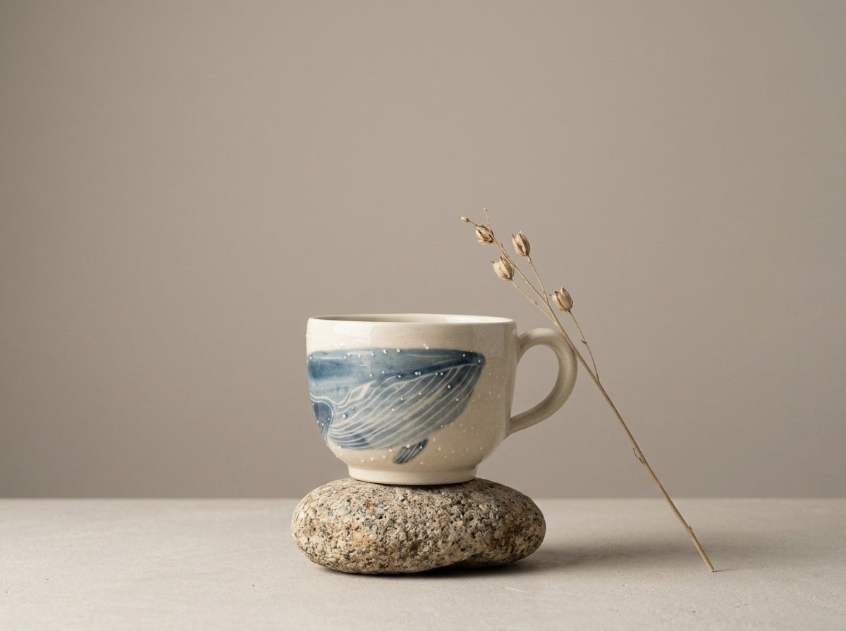 Kubek ceramiczny Wieloryby – ręcznie robiony Ceramika