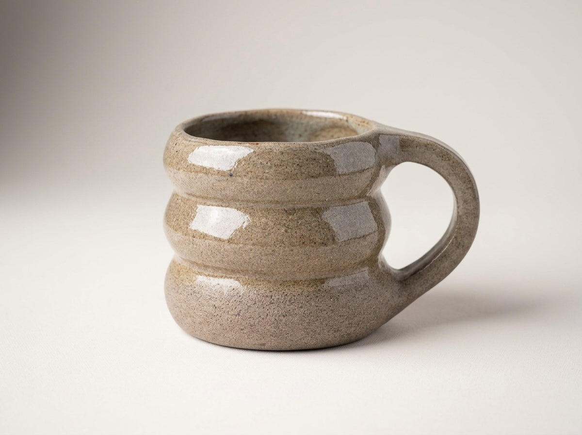 Kubek ceramiczny żebrowany – widok z przodu