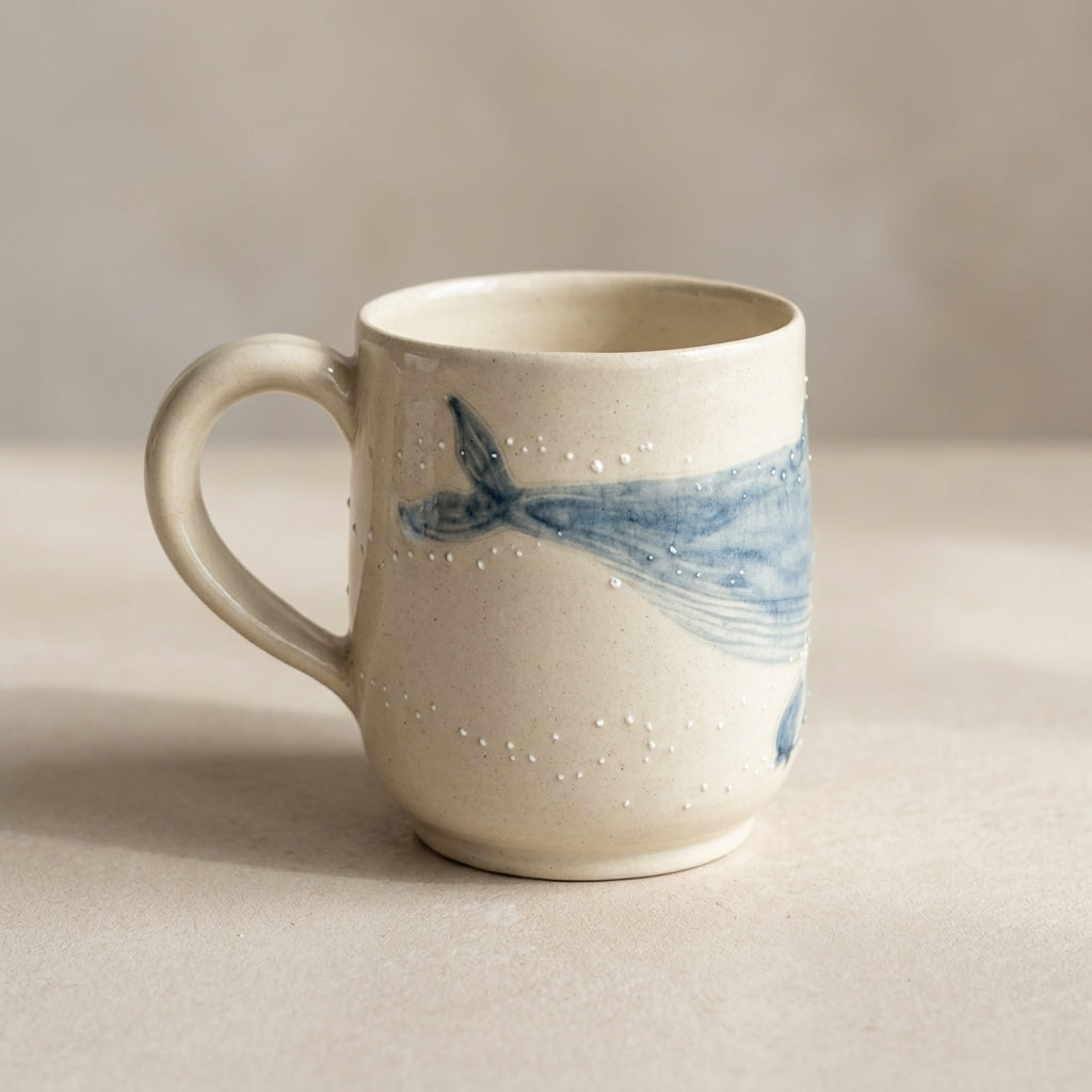 Kubek ceramiczny Wieloryby – ręcznie robiony Ceramika