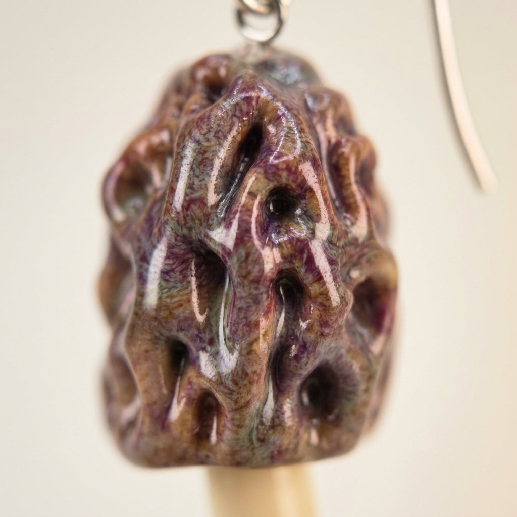 Kolczyki szklane Smardz – autorski lampwork