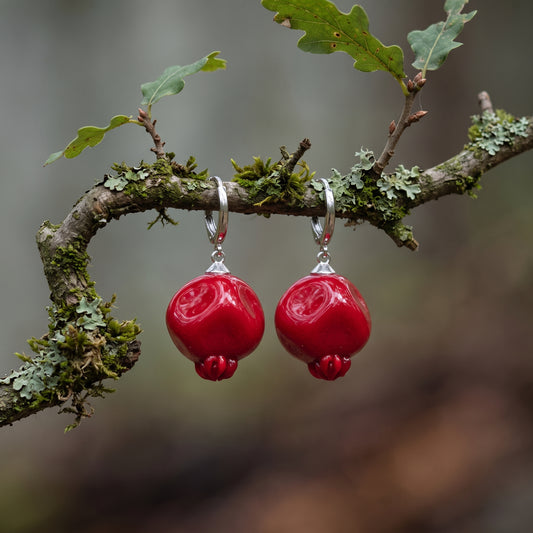 Kolczyki szklane Granat – autorski lampwork