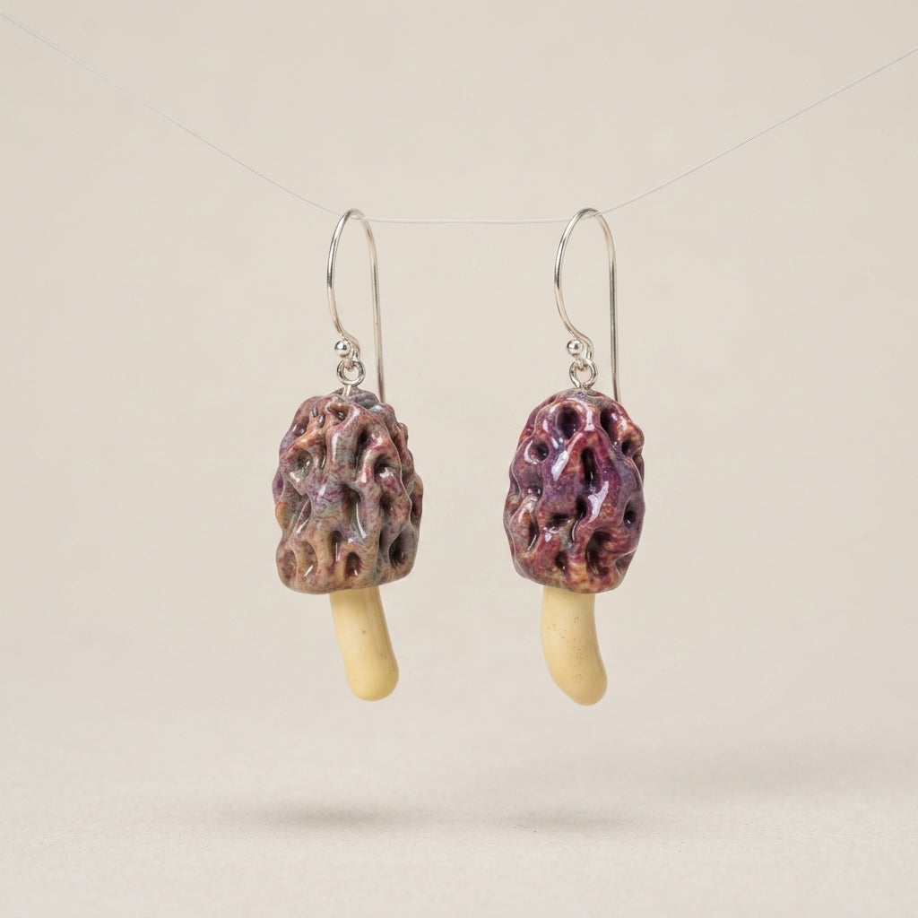 Kolczyki szklane Smardz – autorski lampwork