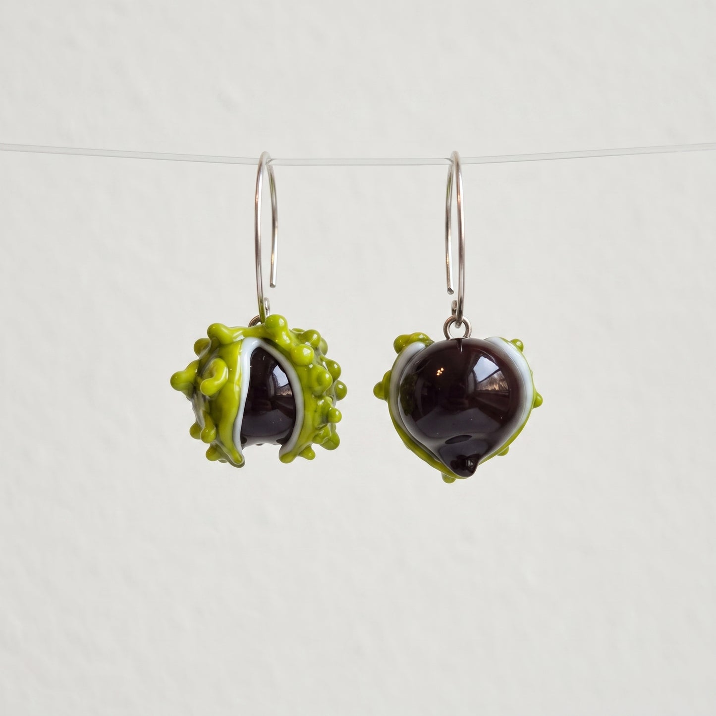 Kolczyki szklane Kasztanek – autorski lampwork