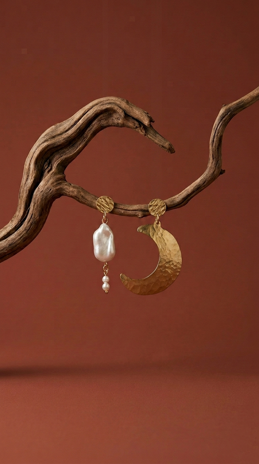 Kolczyki z naturalnych pereł i mosiądzu ze stalowymi sztyftami Kolczyki