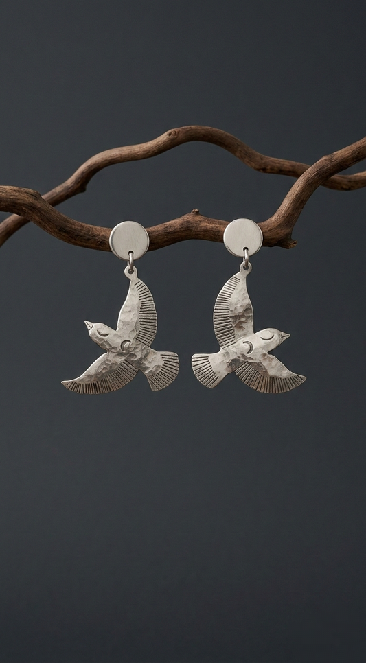 Kolczyki Ptaki z melchioru ze stalowymi sztyftami Kolczyki