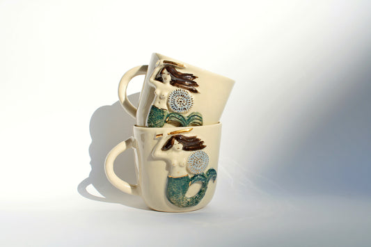 Kubek ceramiczny z syrenką warszawską - ręcznie robiony