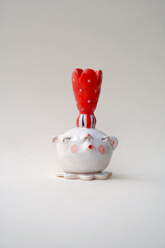 Świecznik ceramiczny Głowa z kwiatem Ceramika