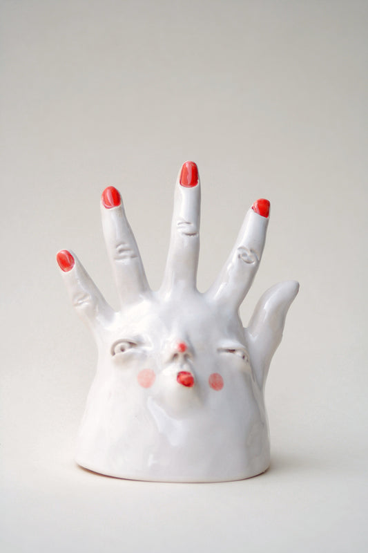 Stojak na pierścionki ceramiczny ręcznie wykonany Ręka