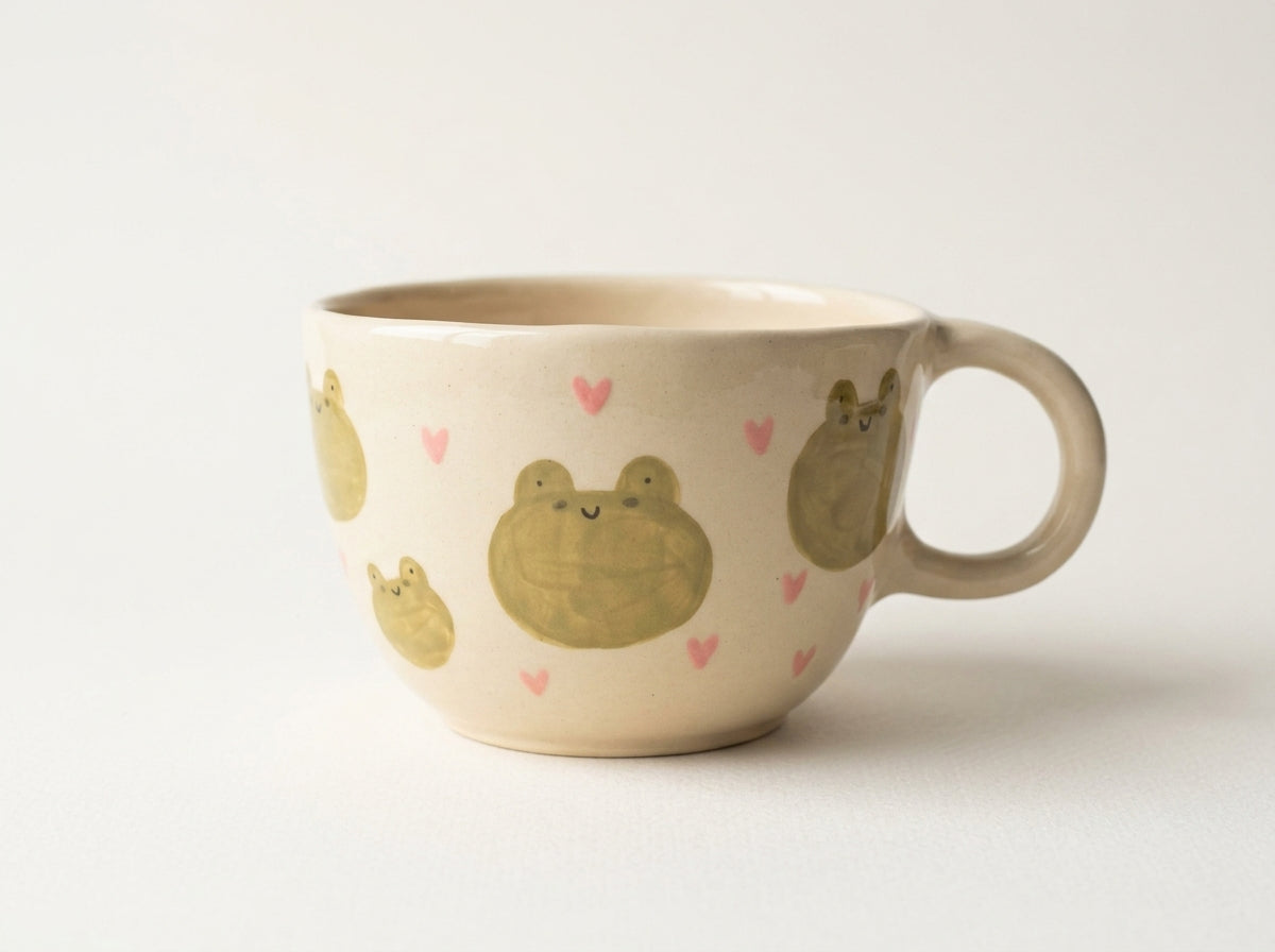 Kubek ceramiczny z żabkami