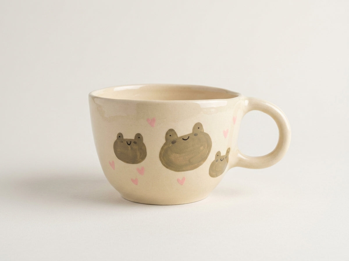 Kubek ceramiczny z żabkami
