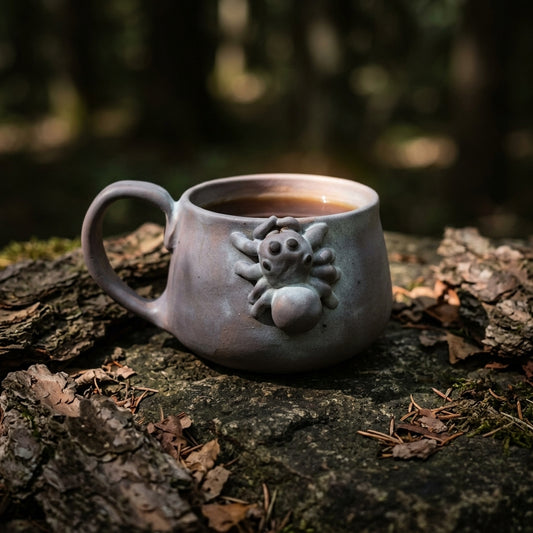 Kubek ceramiczny z pająkiem – szare szkliwo Ceramika