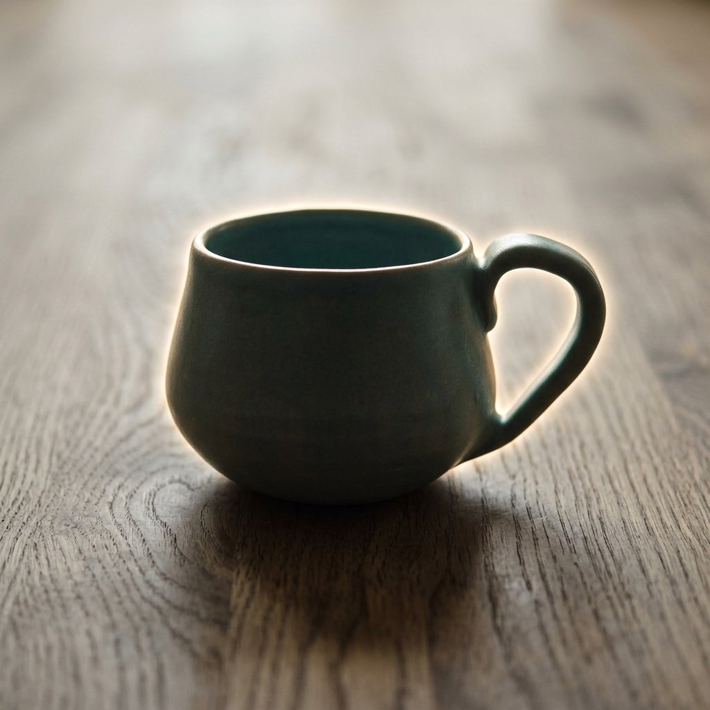 Kubek ceramiczny z krewetką – błękitne szkliwo Ceramika