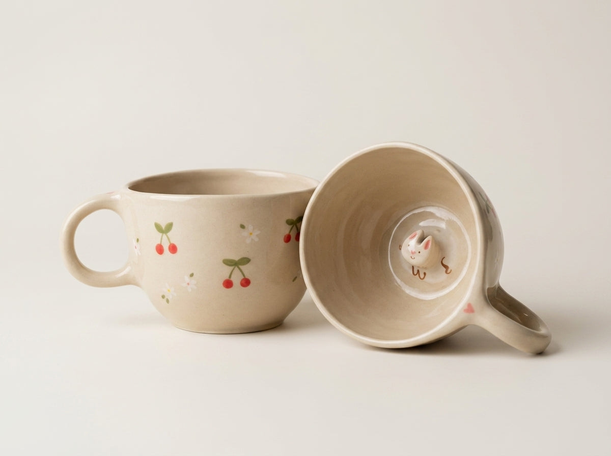 Kubek ceramiczny z króliczkiem na dnie