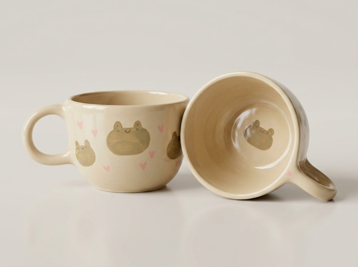 Kubek ceramiczny z żabkami