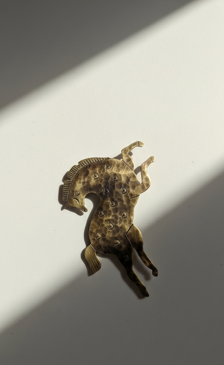 Broszka Koń z mosiądzu