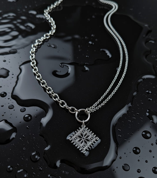 Naszyjnik Zorka z białoruskim ornamentem ze stali nierdzewnej