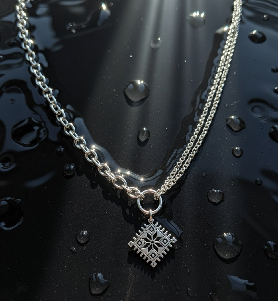 Naszyjnik Zorka z białoruskim ornamentem ze stali nierdzewnej Necklaces