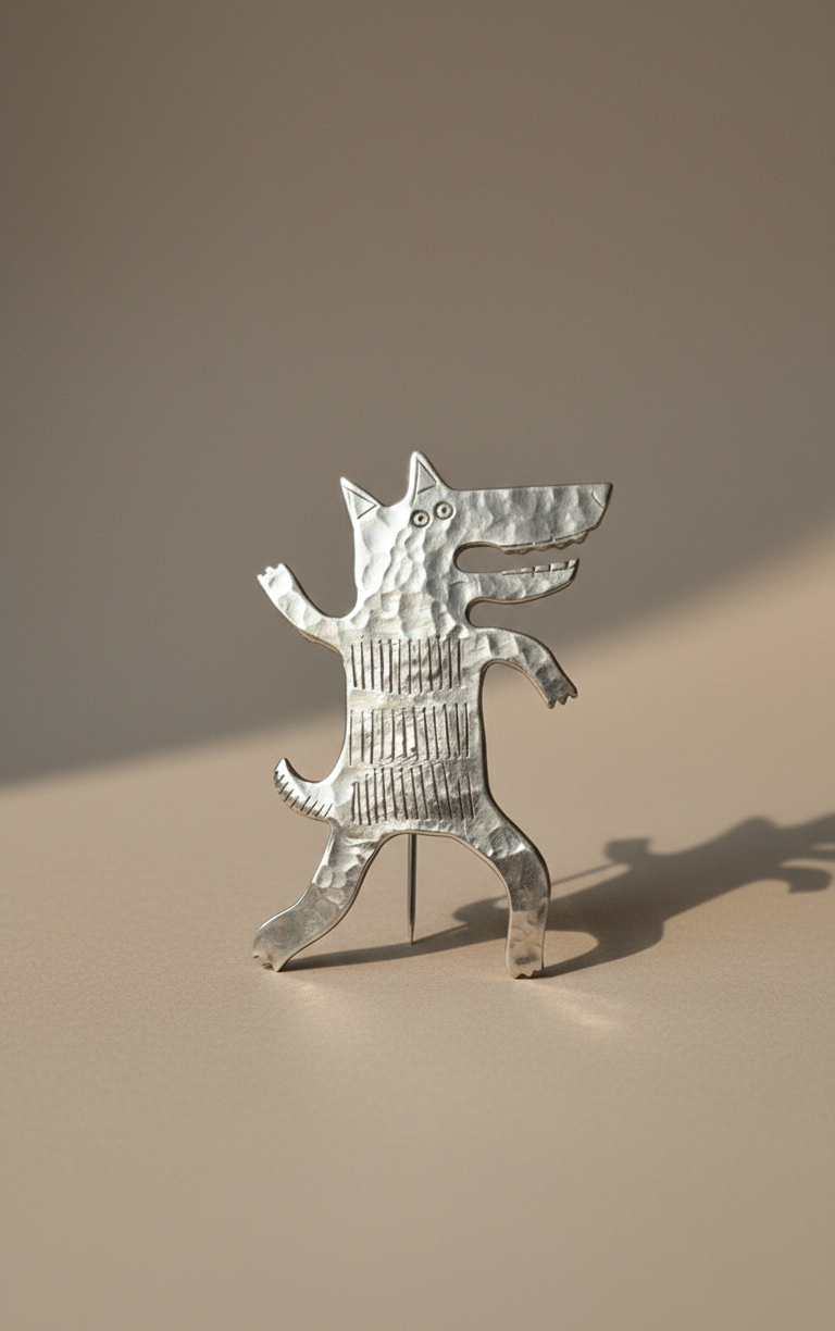 Broszka Wilk z melchioru