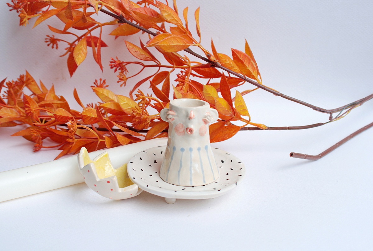 Świecznik ceramiczny z buźką