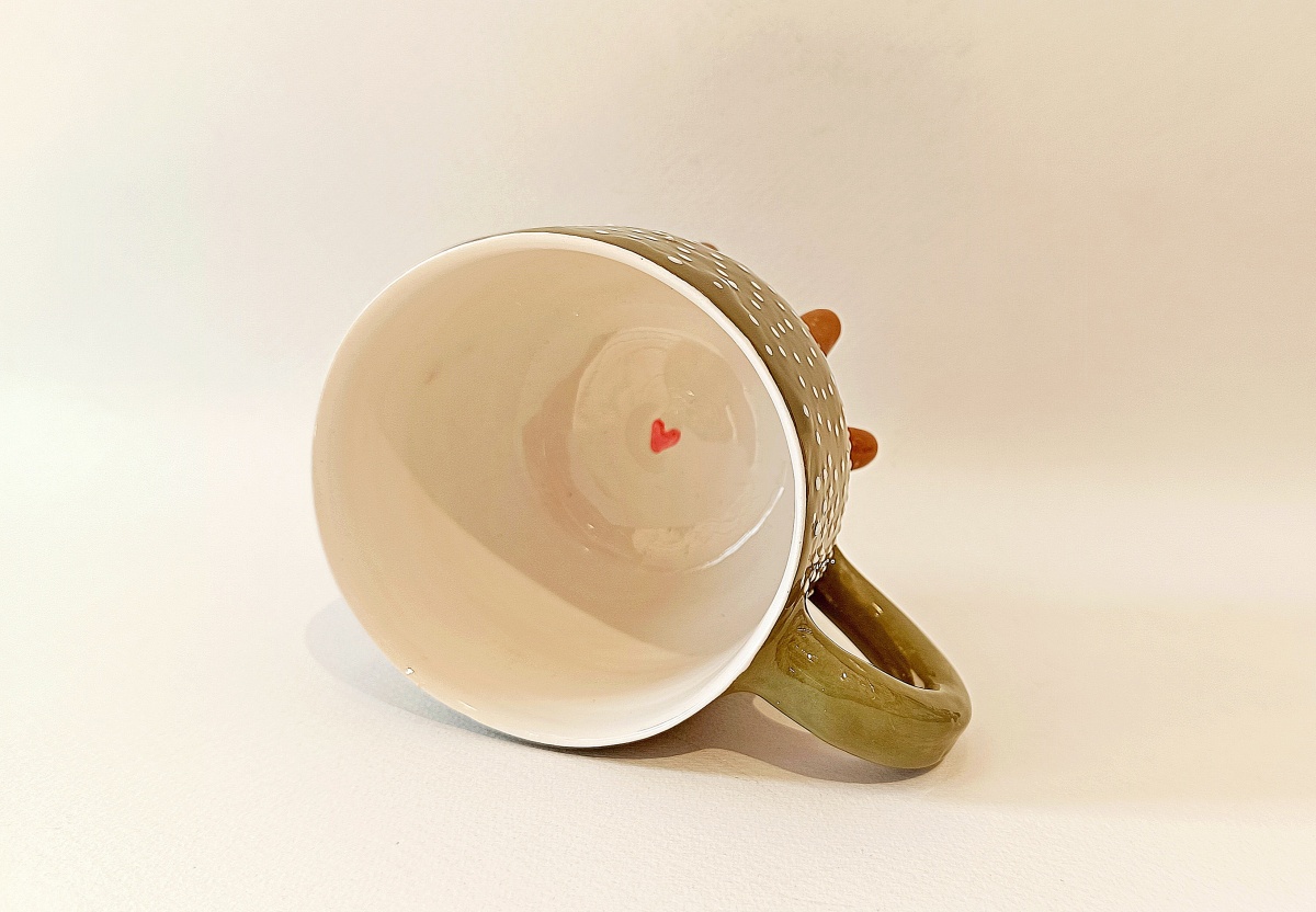 Kubek ceramiczny w kropeczki zielony