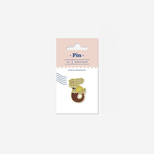 Pin Syrenka Retro Bordo