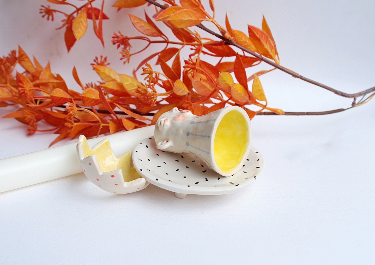 Świecznik ceramiczny z buźką