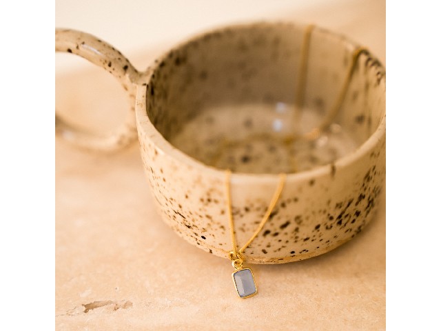 Naszyjnik pozłacany z chalcedonem niebieskim – Magic Stones