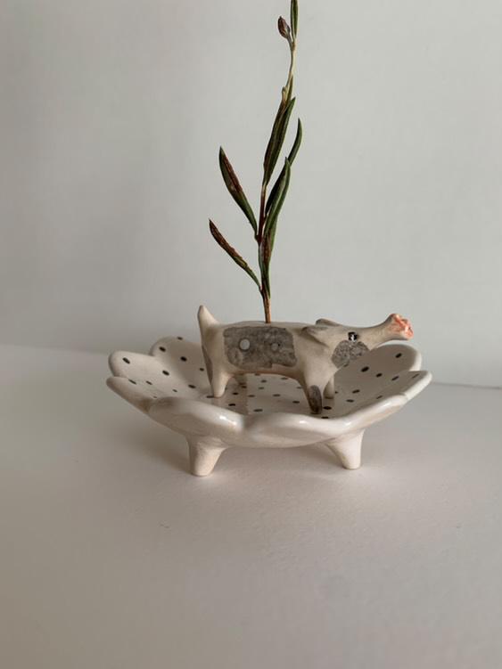  Komplet ceramiczny „Cicha chwila” – miseczka i podstawka pod kadzidełko handmade  