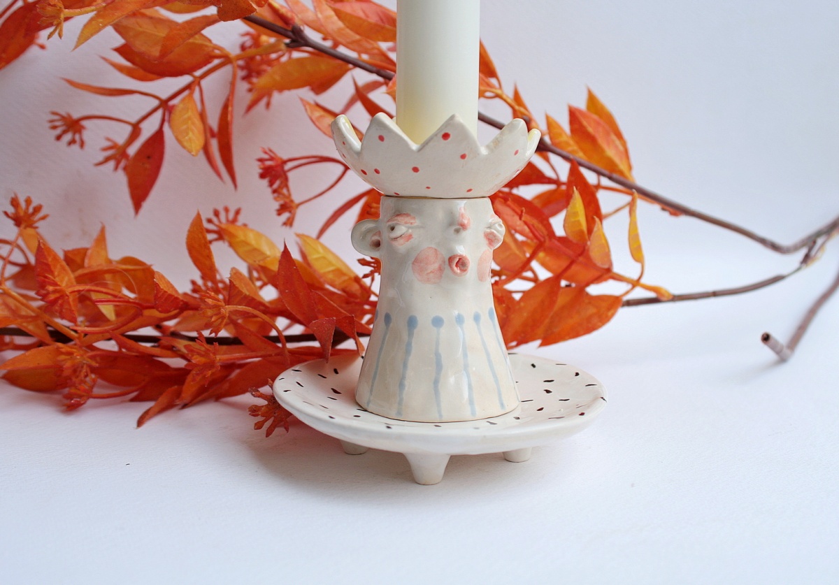 Świecznik ceramiczny z buźką