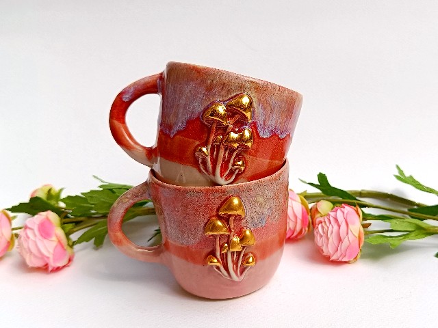 Kubek ceramiczny z grzybami - Ceramikarnia UULI