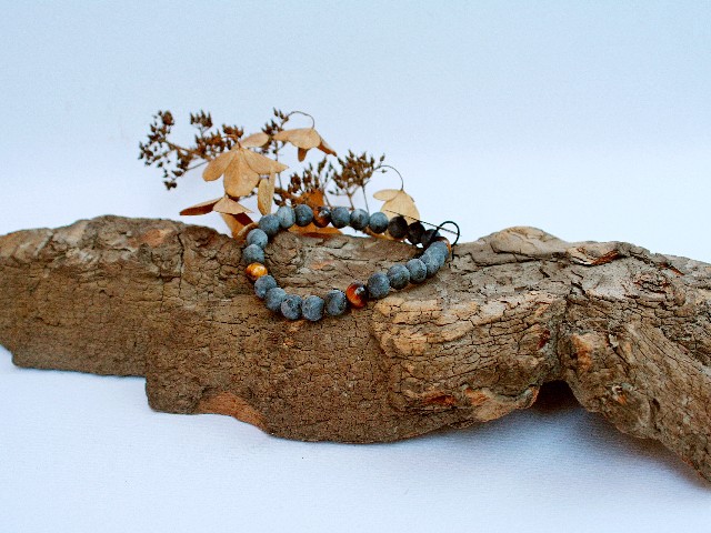 Bransoletka z labradorytu i oka tygrysa