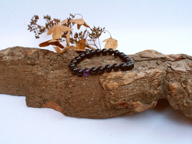 Bransoletka, onyks i ametyst